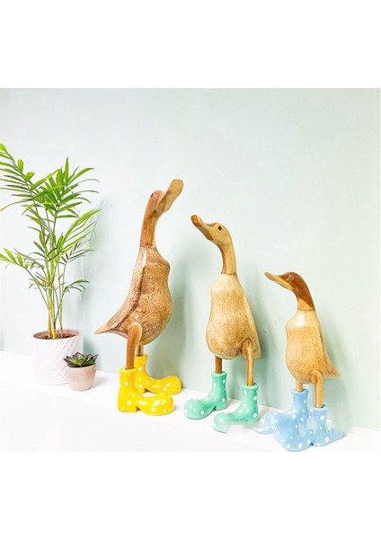 Reçine Ördek Heykeli Bahçe Heykeli Sevimli Karikatür Ördekler Benekli Çizmeler Giyiyor Iyi Şanslar Heykelciği Sarı-S (Yurt Dışından) modelleri