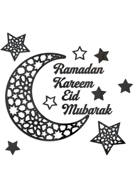 Ramazan Kareem Çıkartmalar Süslemeleri Duvar Eid Muak Ev Için Ay ve Yıldız Çıkartması Islam Ayna Dekor Burcu Müslüman, C (Yurt Dışından)