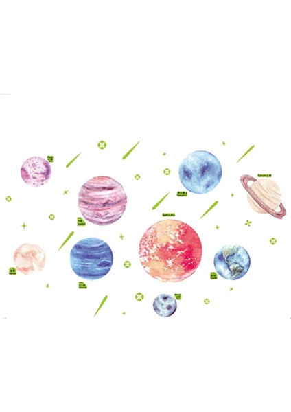 Aydınlık Gezegen Duvar Çıkartmaları, Çocuk Odası Dekorasyon Pencere Parti Hediye Için Dıy Floresan Duvar Çıkartmaları (Yurt Dışından)