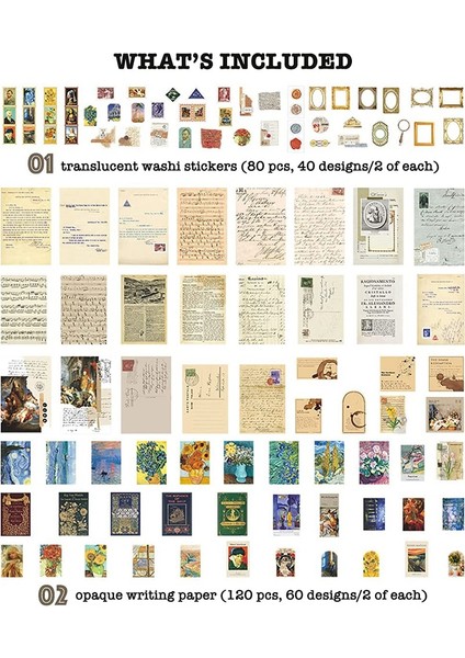 Vintage Karalama Defteri Malzemeleri Paketi (200 Adet) Art Journaling Önemsiz Günlük Planlayıcıları Için Kendi Başına Yap Kağıdı Çıkartmalar (C) (Yurt Dışından) fiyatları