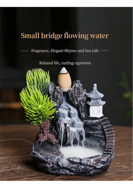 Yüksek Dağ Akan Şelale Geri Akış Tütsü Brülörü Ev Koku Difüzörü Tütsü Brülörü Dekorasyonu,d (Yurt Dışından)