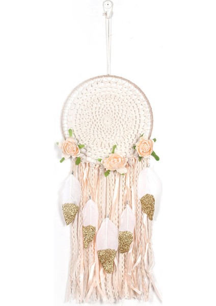 Dokuma Çiçek Tüyler Dreamcatcher Boho Makrome Asılı Dream Catcher Dıy Rüzgar Çanları Duvar Sanatı Düğün Dekorasyon (Yurt Dışından)