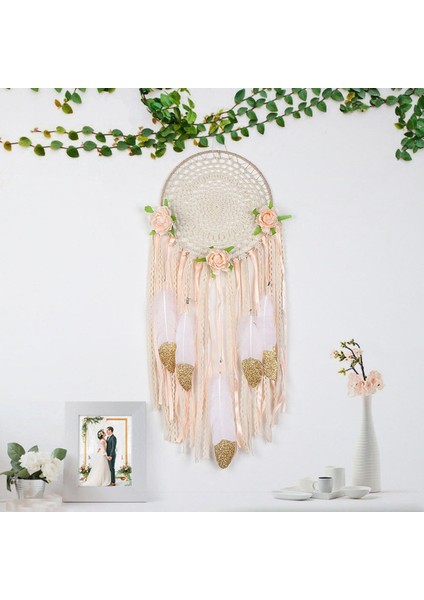 Dokuma Çiçek Tüyler Dreamcatcher Boho Makrome Asılı Dream Catcher Dıy Rüzgar Çanları Duvar Sanatı Düğün Dekorasyon (Yurt Dışından) fiyatları