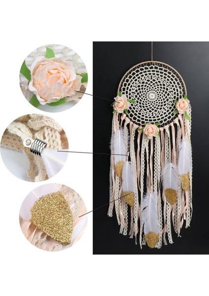 Dokuma Çiçek Tüyler Dreamcatcher Boho Makrome Asılı Dream Catcher Dıy Rüzgar Çanları Duvar Sanatı Düğün Dekorasyon (Yurt Dışından) modelleri