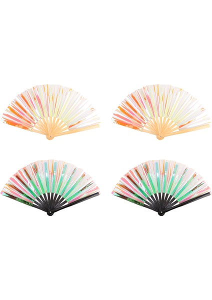 4 Adet El Fan Katlanabilir Holografik Fan Bambu Katlanır El Fan Burlesque Müzik Festivali Kadın Erkek Gökkuşağı Pride (Yurt Dışından) modelleri