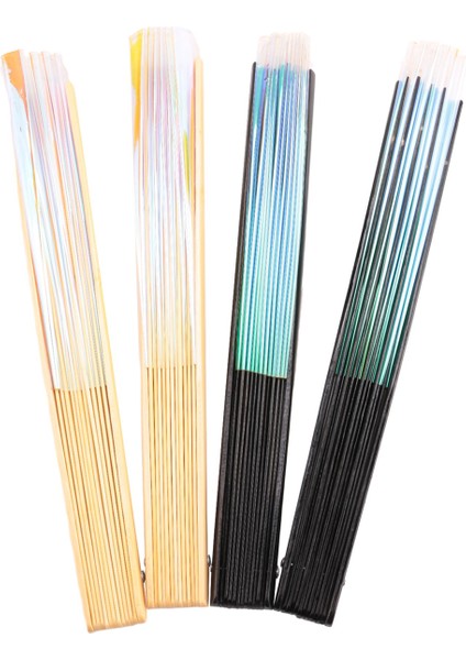 4 Adet El Fan Katlanabilir Holografik Fan Bambu Katlanır El Fan Burlesque Müzik Festivali Kadın Erkek Gökkuşağı Pride (Yurt Dışından) indirimleri