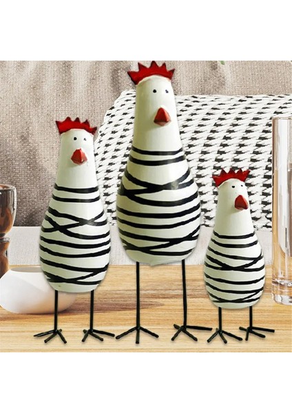3 Adet El Boyalı Tavuk Süsü Ahşap Tavuk Heykelcik Horoz Hediyeleri (Yurt Dışından) fiyatları