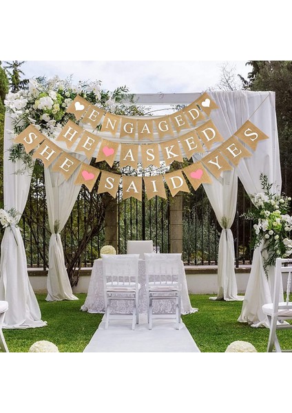3 Parça Nişan Çuval Bezi Afiş O Sordu O Evet Dedi Afiş Rustik Gelin Duşu Bayrağı Düğün Nişanı Için Çelenk (Yurt Dışından) fiyatları