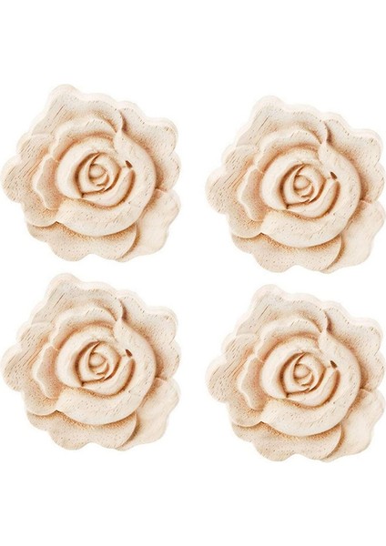 Ahşap Oymalı Onlay Aplikler Gül Ahşap Oymalı Çıkartma Boyanmamış Mobilya Yatak Kapı Dolap Dekor (Yurt Dışından)