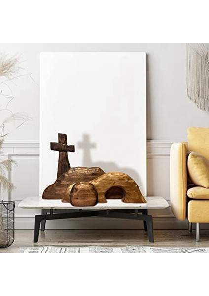 Boş Mezar Paskalya Sahnesi ve Haç, Ahşap Paskalya Mezarı Sahne Dekorasyonu, Ahşap Paskalya Yeniden Doğuş Dekoru (Yurt Dışından) modelleri