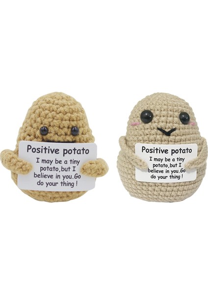 Pozitif Onay Kartları ile 2 Adet Pozitif Patates Mini Örme Patates Bebek, El Işi Yün Peluş Oyuncaklar, (Yurt Dışından)