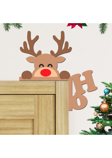 4 Paket O Noel'i Gördüm Kapı Köşe Tabelası Dekorasyon, Sanat Duvar Ahşap Heykel Ahşap Ev Kapı Köşe Dekorasyonu (Yurt Dışından) modelleri