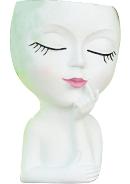 Sevimli Baş Saksı/yüz Saksı, Iç Mekan Bitkileri Için, Kız Yüz Saksı Sevimli Bayan Baş Saksı, Beyaz (Yurt Dışından)