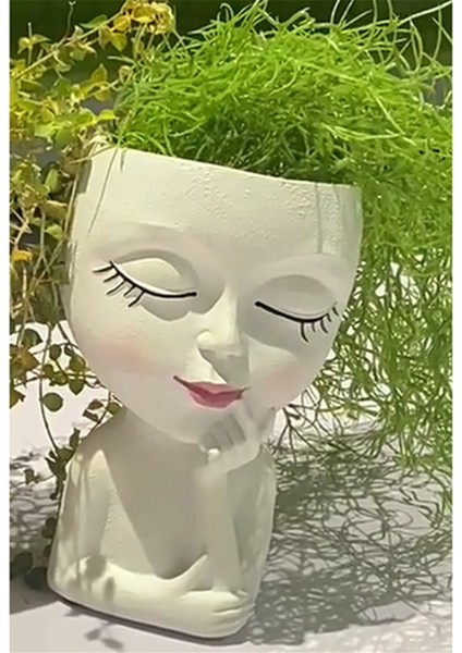 Sevimli Baş Saksı/yüz Saksı, Iç Mekan Bitkileri Için, Kız Yüz Saksı Sevimli Bayan Baş Saksı, Beyaz (Yurt Dışından) fiyatları