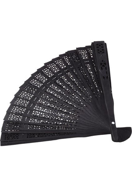 8 Inç Çin Japon Katlanır Fan Orijinal Ahşap El Çiçek Bambu Cep Fan Ev Dekor Parti Dekorasyon Için-Siyah (Yurt Dışından) modelleri