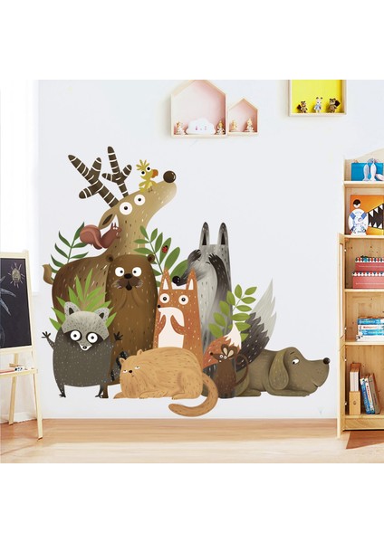 Orman Hayvanları Duvar Çıkartmaları Çocuk Odası Yatak Odası Duvar Dekoru Anaokulu Duvar Posterleri Ev Dekoru Karikatür Duvar Çıkartmaları (Yurt Dışından) modelleri