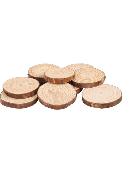 10 Adet Doğal Ağaç Yuvarlak Ahşap Kütük Dilim Düğün Centerpiece Kabuğu Masa Süsü (Yurt Dışından)