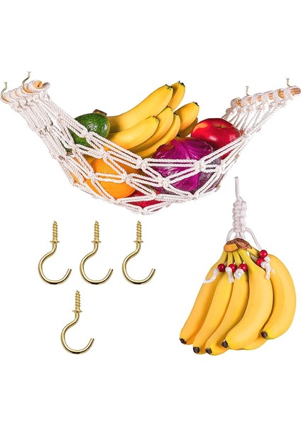 Mutfak Altı Dolap Için Makrome Meyve Hamak, Sebze Hamak Meyve Tutucu Net ve Meyve Sepeti Asmak Için Kanca (Yurt Dışından) indirimleri