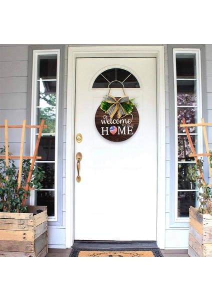 Mevsimsel Hoş Geldiniz Kapı Işareti Değiştirilebilir Evimize Hoş Geldiniz Ahşap Yuvarlak Çelenk Buffalo Kareli Ekose Dış Mekan (Yurt Dışından) fiyatları