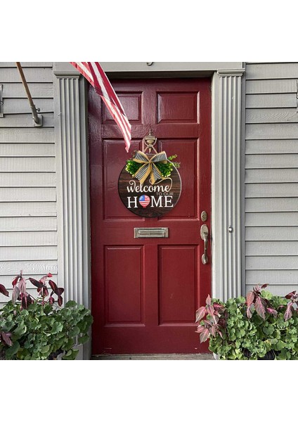 Mevsimsel Hoş Geldiniz Kapı Işareti Değiştirilebilir Evimize Hoş Geldiniz Ahşap Yuvarlak Çelenk Buffalo Kareli Ekose Dış Mekan (Yurt Dışından) fırsatları