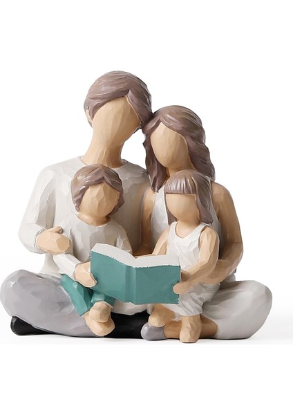 4 Kişilik Aile Okuma Kitabı Figürleri, El Boyalı Figürler Ebeveynler Veya Kız ve Oğul Için Hediyeler, Ev Dekorasyonu (Yurt Dışından)