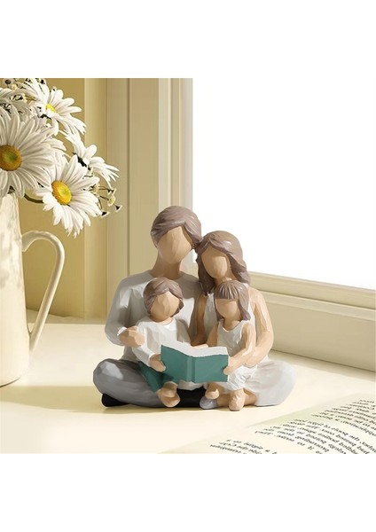 4 Kişilik Aile Okuma Kitabı Figürleri, El Boyalı Figürler Ebeveynler Veya Kız ve Oğul Için Hediyeler, Ev Dekorasyonu (Yurt Dışından) indirimleri
