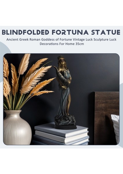 Gözü Bağlı Fortuna Heykeli Antik Yunan Roma Şans Tanrıçası Vintage Şans Heykeli Şans Dekorasyonları Ev Için 35CM (Yurt Dışından) fırsatları
