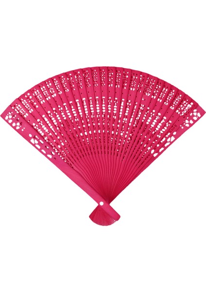 8 Inç Çin Japon Katlanır Yelpaze Orijinal Ahşap El Çiçek Bambu Cep Yelpazesi Ev Dekoru Parti Dekorasyonu Için-Gül Kırmızısı (Yurt Dışından)