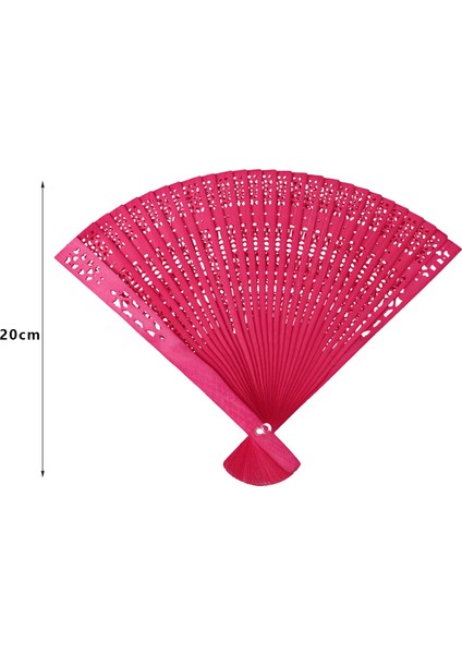 8 Inç Çin Japon Katlanır Yelpaze Orijinal Ahşap El Çiçek Bambu Cep Yelpazesi Ev Dekoru Parti Dekorasyonu Için-Gül Kırmızısı (Yurt Dışından) fiyatları