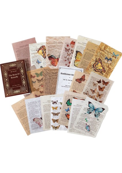 Retro Iz Kitabı Sayfa Malzemesi Kağıt Eski Kitap Sayfa Metni Eski Gazete Dekoratif Malzeme Kağıt Kelebek (Yurt Dışından)