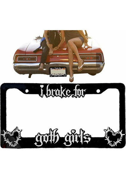 Siyah Plaka Çerçevesi Dekoratif Lisans Fren Goth Kızlar Için Oto Plaka Çerçevesi Araba Lover Için Taşınabilir (Yurt Dışından) modelleri