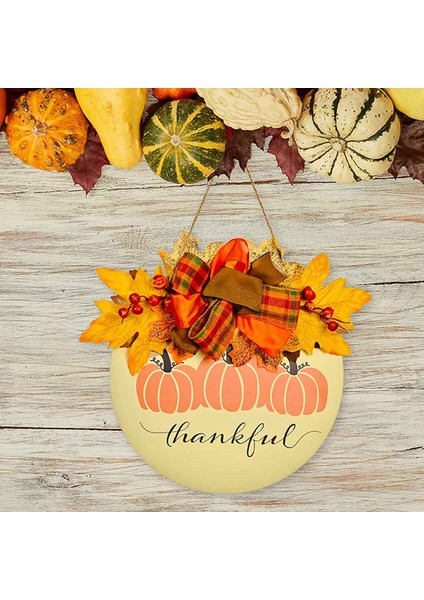Balkabağı Akçaağaç Hoş Geldiniz Çelengi Işareti Minnettar ve Kutsanmış Işaret Hasat Sonbahar Dekorasyonu Şükran Günü Asılı Duvar Kapı Dekoru (Yurt Dışından) fiyatları