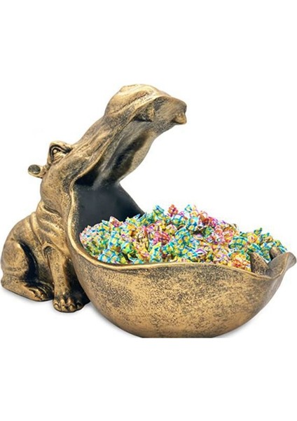 Su Aygırı Heykelciği Şekerlik ve Anahtar Kasesi Benzersiz Reçine Su Aygırı Heykeli Ofis Masası ve Giriş Masası Dekoru Için, Altın (Yurt Dışından)