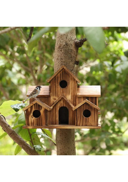 Dışında 6 Delikli Ahşap Kuş Evi Avlu Arka Bahçe Süslemeleri Için Asılı Ahşap Kuş Evi (Yurt Dışından) fırsatları