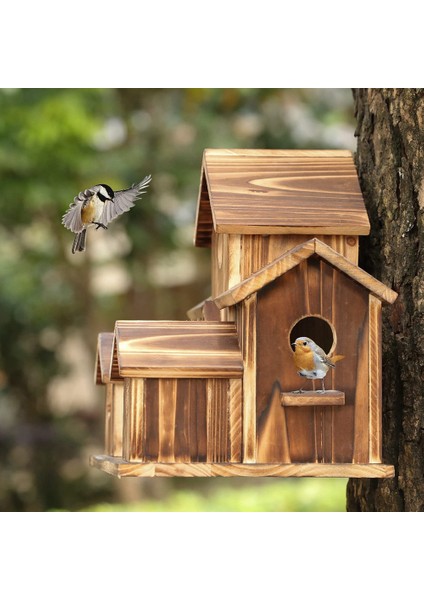 Dışında 6 Delikli Ahşap Kuş Evi Avlu Arka Bahçe Süslemeleri Için Asılı Ahşap Kuş Evi (Yurt Dışından) indirimleri