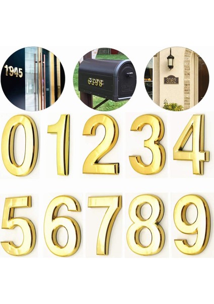 3D Rakamlı Kapı Plakası Ev Çekmecesi Işareti Kapı Rakamları 0 Ila 9 Abs Rakam Etiketi Otel Ev Etiketi Adres Kapı Etiketi Altın (Yurt Dışından) fırsatları