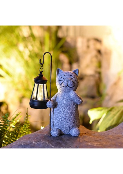 Güneş Enerjili Reçine Kedi Heykeli, Benzersiz Gülümseyen Tasarımlı Bahçe Figür Işıkları, Veranda, Çim ve Ev Bahçesi Için Dekor (Yurt Dışından) modelleri