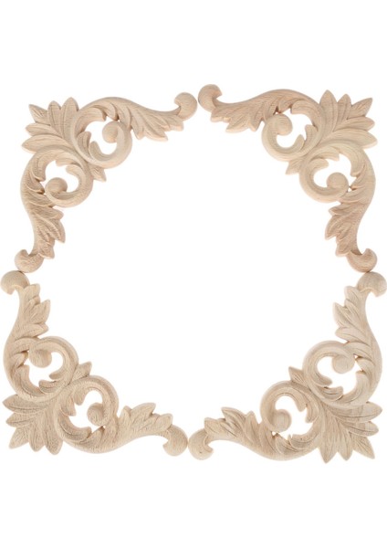 Ahşap Oymalı Köşe Profilleri Onlay Aplike Boyasız Mobilya Dekoru 4 Adet 12X12CM (Yurt Dışından)