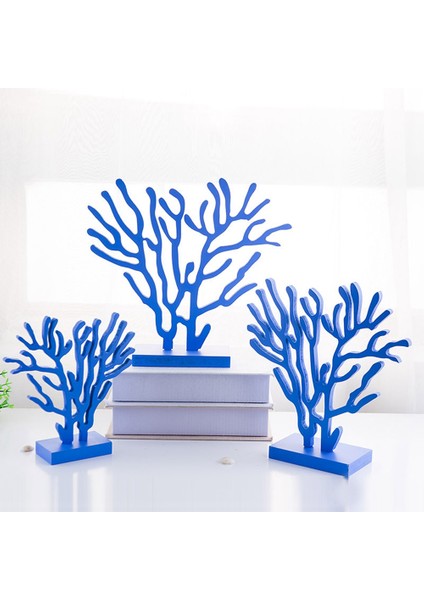 Akdeniz Tarzı Ahşap Mercan Ağaç Süsleri Üç Parçalı Ev Mobilyası Seti Mavi (Yurt Dışından) fiyatları