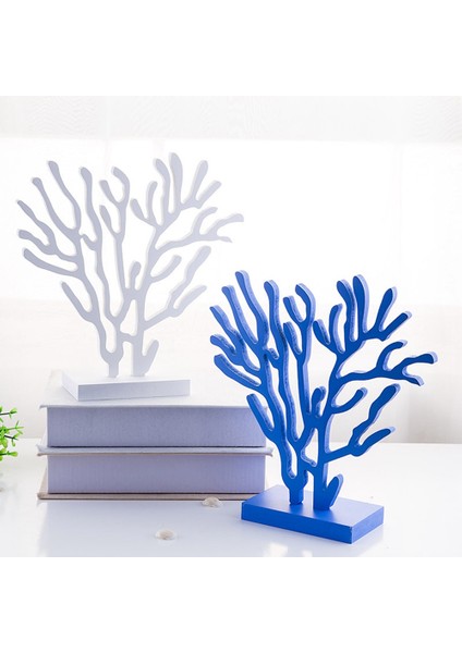 Akdeniz Tarzı Ahşap Mercan Ağaç Süsleri Üç Parçalı Ev Mobilyası Seti Mavi (Yurt Dışından) modelleri