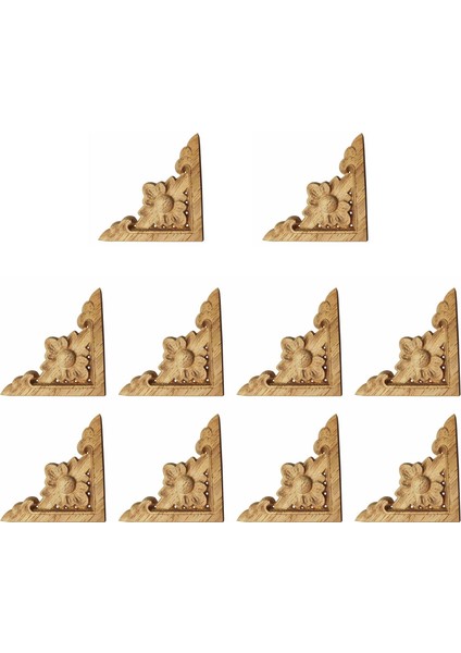 10 Adet Oyma Boyasız Avrupa Ahşap Mobilya Pencere Köşe Ahşap Aplike Onlay Ahşap Figürler Süs (Yurt Dışından)