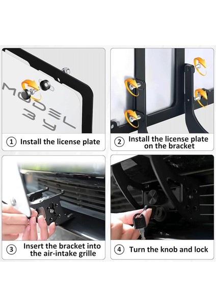 Tesla Model Y 2021-2024 Model 3 2021-2023 Için Kilitlenebilir Ön Plaka Tutucu, Hırsızlığa Karşı Ön Plaka Çerçevesi (Yurt Dışından) modelleri