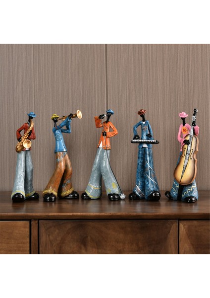 Caz Grubu Çalgıcısı Figürleri Vintage Müzisyen Figürü Reçine Heykelleri Masaüstü Süsü Retro Heykel Ev Iç Mekan Dekoru E (Yurt Dışından) fiyatları