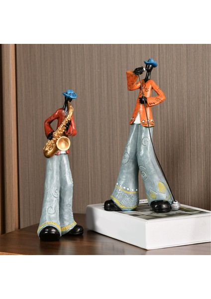 Caz Grubu Çalgıcısı Figürleri Vintage Müzisyen Figürü Reçine Heykelleri Masaüstü Süsü Retro Heykel Ev Iç Mekan Dekoru E (Yurt Dışından) indirimleri