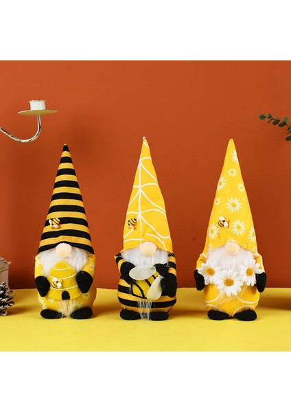 3 Adet Bumble Bee Peluş Gnome Dekorasyon - Bal Arısı Günü El Yapımı Bahar Iskandinav Tomte Nisse Isveç Bebeği (Yurt Dışından) modelleri