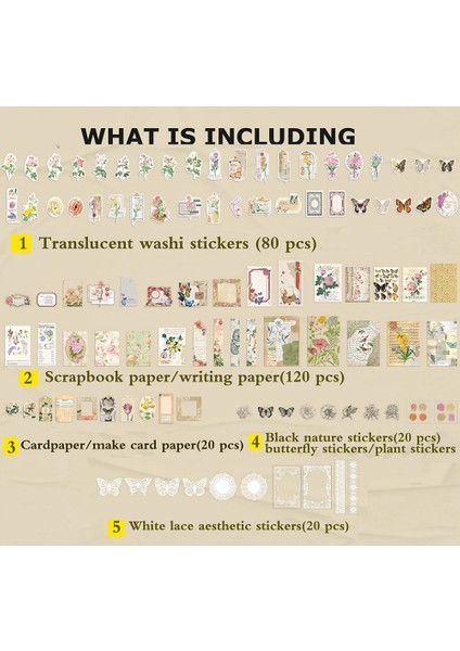 260 Adet Vintage Scrapbook Malzemeleri Estetik Scrapbook Çıkartmaları Günlük Tutma, Hediye Paketleme, Kulübe Dekoru, Kolaj, El Sanatları B (Yurt Dışından) fiyatları