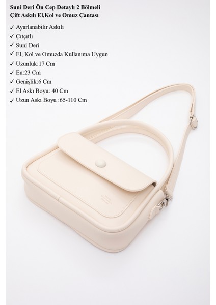 Krem SHK97 Suni Deri Ön Cep Detaylı 2 Bölmeli Ayarlanabilir Askılı El,kol ve Omuz Çantası fırsatları