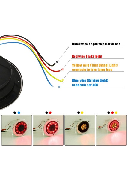 2x 4 Inç 16 LED Yuvarlak Kamyon Römork Karavan Fren Durdurma Dönüş Sinyal Lambası Kırmızı Amber Krom Su Geçirmez 12-24V (Yurt Dışından) fırsatları