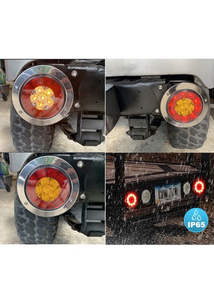 2x 4 Inç 16 LED Yuvarlak Kamyon Römork Karavan Fren Durdurma Dönüş Sinyal Lambası Kırmızı Amber Krom Su Geçirmez 12-24V (Yurt Dışından) indirimleri