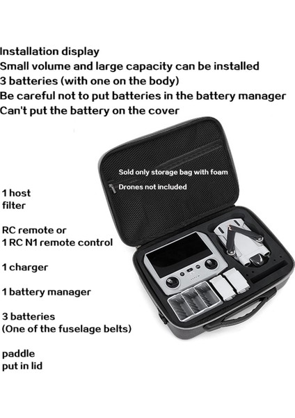 Seyahat Sırt Çantası Omuz Çantası Rc/rc N1 Saklama Çantası Djı Mini 3 Pro Için Taşınabilir Bavul (Naylon) (Yurt Dışından) modelleri